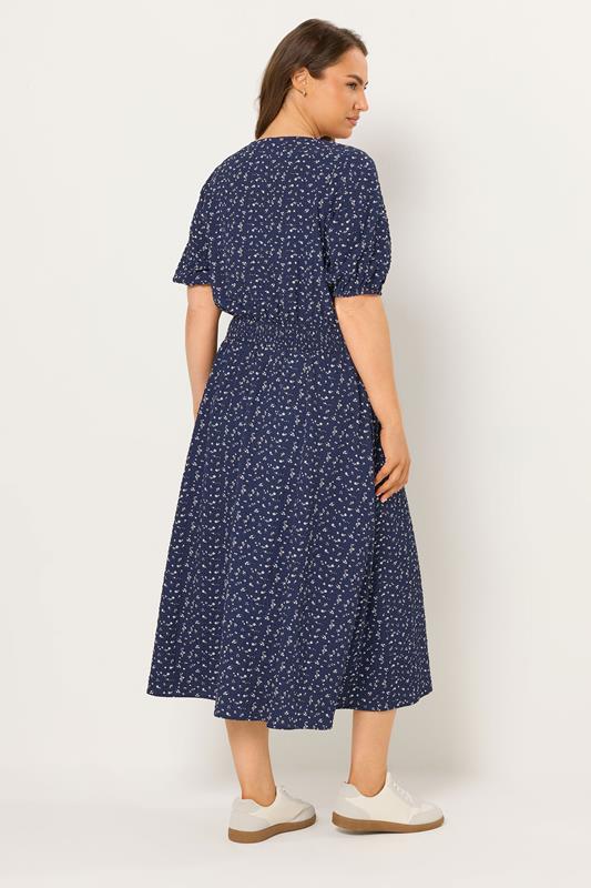 YOURS Plus Size Navy Blue Ditsy Floral Smock Dress | Yours Clothing 2