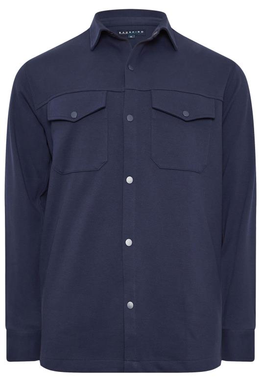 BadRhino Big & Tall Navy Blue Textured Jersey Shacket | BadRhino 7