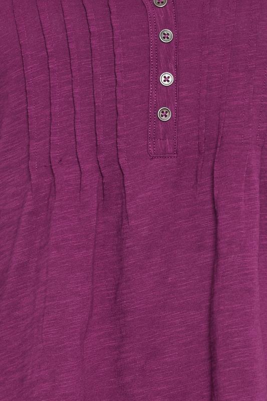 M&Co Petite Berry Red Cotton Henley Top | M&Co 5