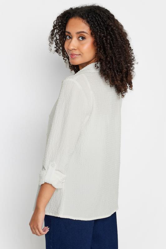 M&Co Petite Ivory White Textured Tab Sleeve Shirt | M&Co 4