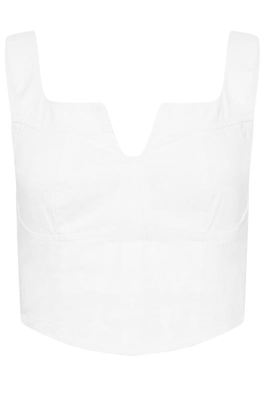 PixieGirl Petite Women's White Cotton Notch Neck Corset Top | PixieGirl 5