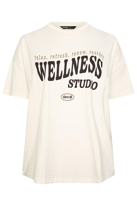 YOURS ACTIVE Plus Size Cream 'Wellness Studio' T-Shirt | Yours Clothing 6