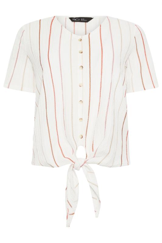 M&Co Ivory White Stripe Button Front Top | M&Co 5