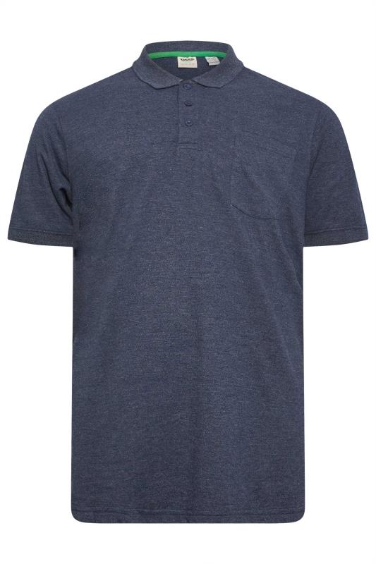 D555 Big & Tall Navy Blue Marl Pique Polo Shirt | BadRhino 1