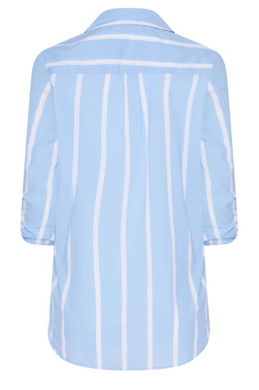 M&Co Blue Stripe Tab Sleeve Detail Shirt | M&Co 6