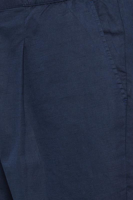 BadRhino Big & Tall Navy Blue Cotton Linen Mix Shorts | BadRhino 7