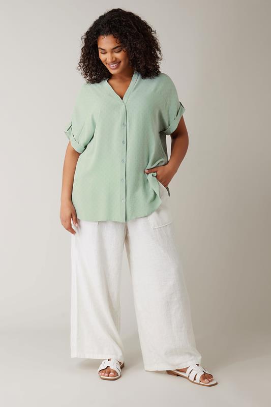 EVANS Plus Size Sage Green Short Sleeve Blouse | Evans 1