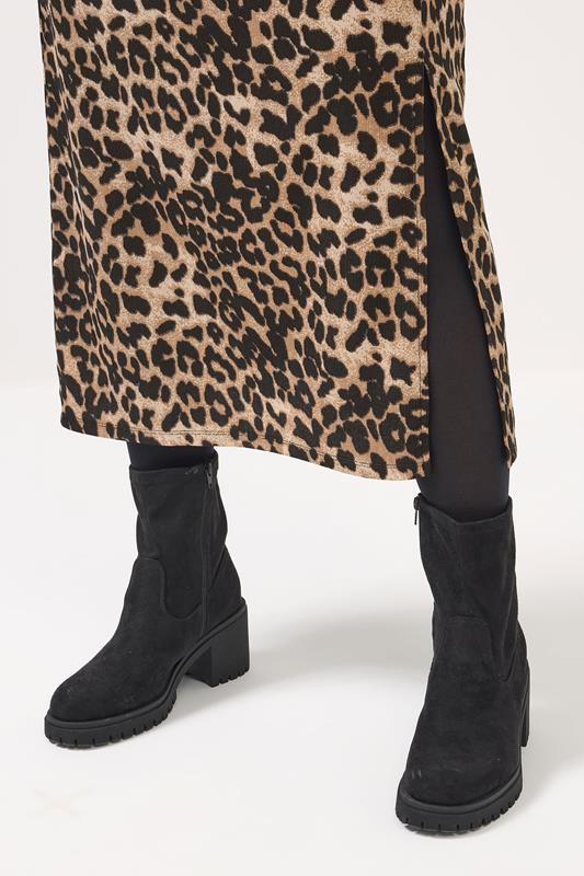 YOURS Plus Size Brown Leopard Textured Tube Skirt | Yours Clothing 4