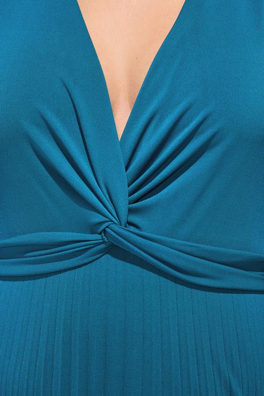 YOURS LONDON Plus Size Teal Blue Knot Pleated Maxi Dress | Yours Clothing 4