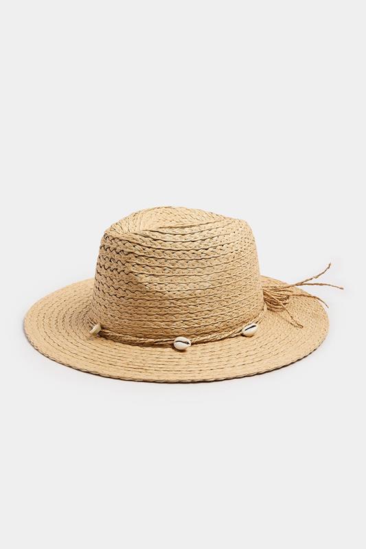 Natural Brown Shell Detail Straw Hat