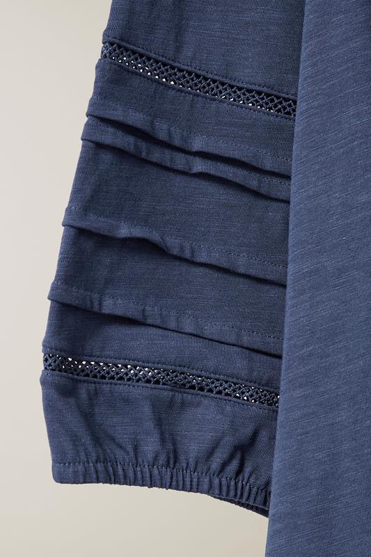 EVANS Plus Size Navy Blue Tie Neck Cotton Top | Evans 6