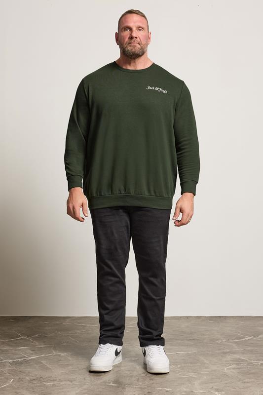 JACK & JONES Big & Tall Duffle Bag Green Crew Neck Sweatshirt | BadRhino 1