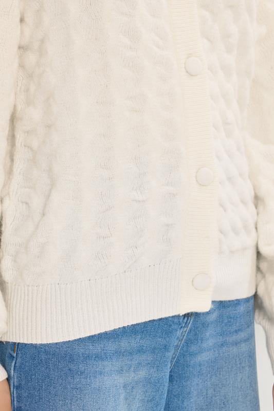 LTS Tall Ivory White Knitted Textured Button Cardigan | Long Tall Sally 4