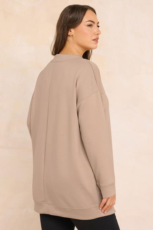 EVANS Plus Size Natural Brown Luxe Zip Detail Sweatshirt | Evans  2