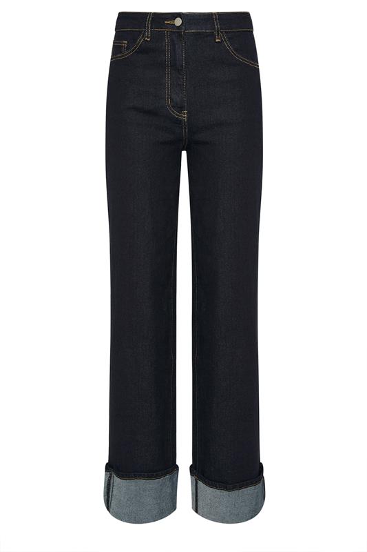 LTS Tall Dark Blue Cotton Turn Up Wide Leg Jeans | Long Tall Sally 6