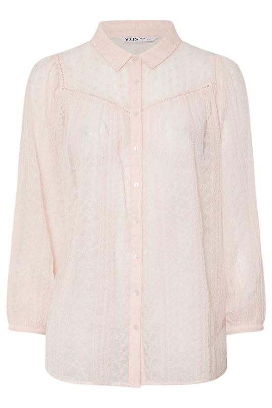 YOURS Plus Size Light Pink Sheer Embroidered Blouse | Yours Clothing 5