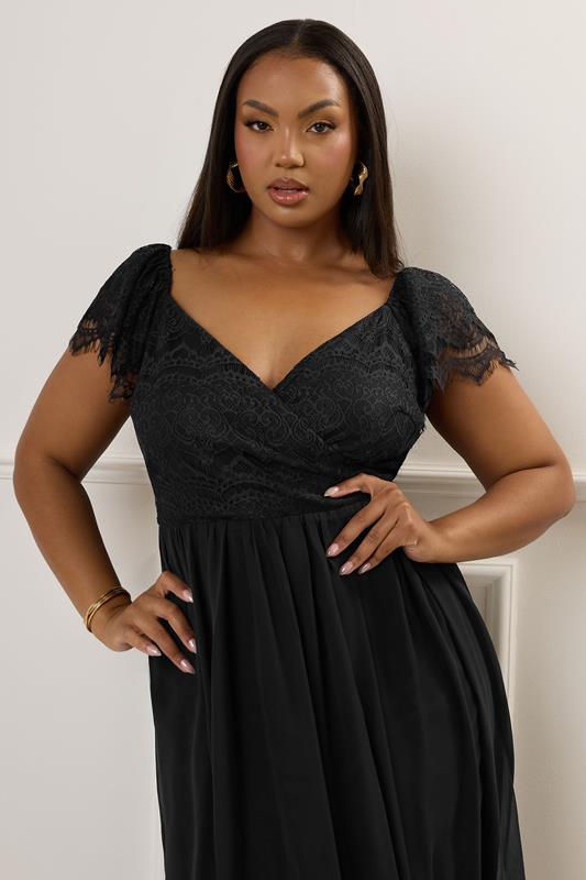 YOURS LONDON Plus Size Black Lace Maxi Wrap Dress | Yours Clothing 4