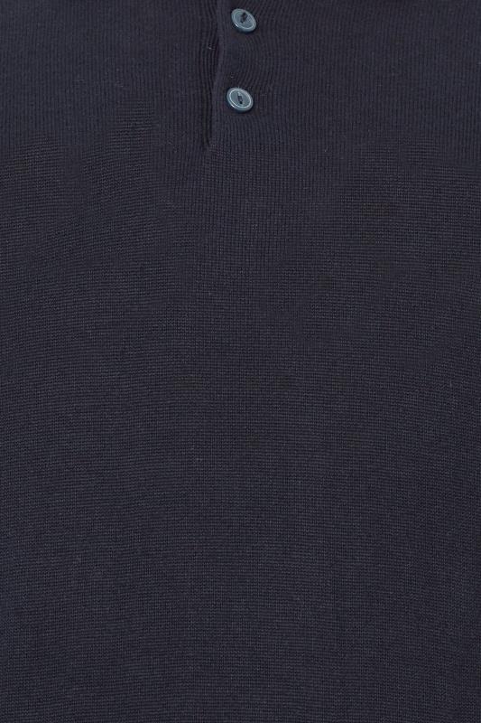 BadRhino Big & Tall Navy Blue Knitted Short Sleeve Polo Shirt | BadRhino 5