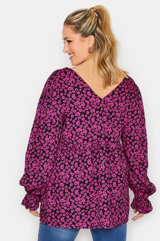 YOURS Plus Size Womens Curve Pink Frill Detail Blouse | Yours Clothing 3