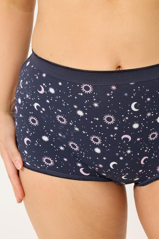 YOURSET 5 PACK Plus Size Navy Blue Celestial Print Shorts | Yours Clothing 6