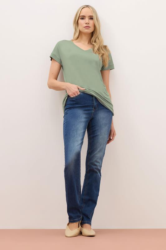 LTS PREMIUM Tall Sage Green V-Neck Modal T-Shirts | Long Tall Sally 1