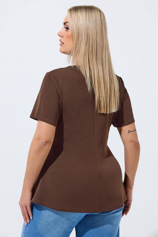 LIMITED COLLECTION Plus Size Chocolate Brown Corset Top | Yours Clothing 2