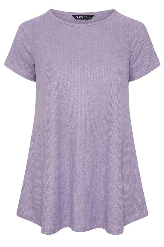 YOURS Plus Size Purple Ribbed Soft Touch T-Shirt | Yours Clothing 5