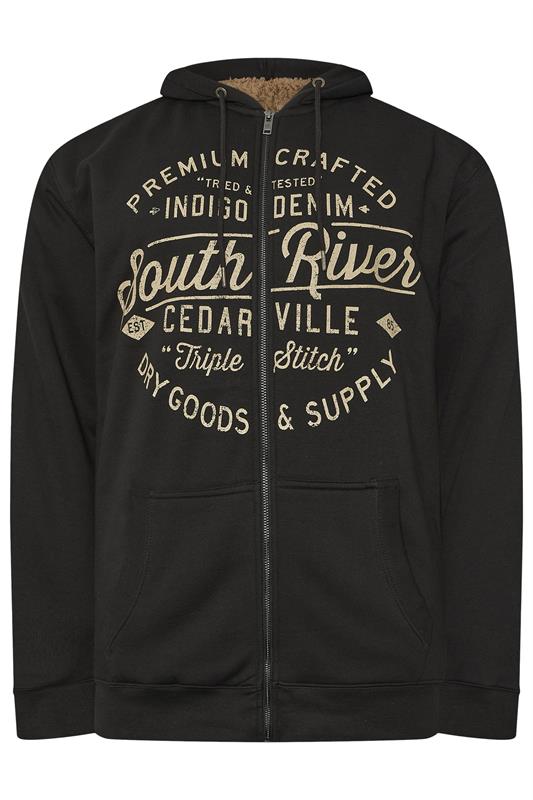 KAM Big & Tall Black 'South River' Fleece Lined Hoodie | BadRhino 2