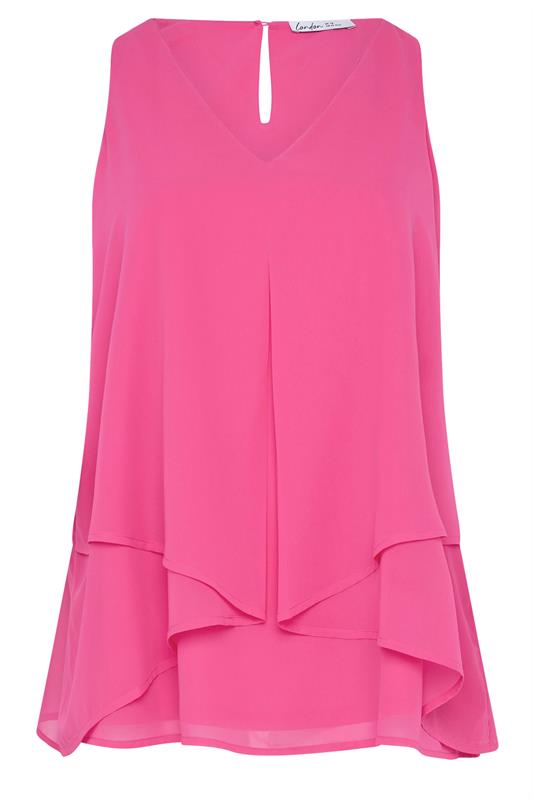 YOURS LONDON Plus Size Fuchsia Pink Layered Blouse | Yours Clothing 5