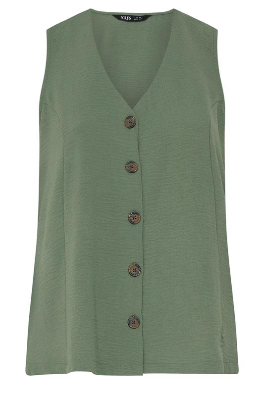 YOURS Plus Size Khaki Green Waistcoat | Yours Clothing 5