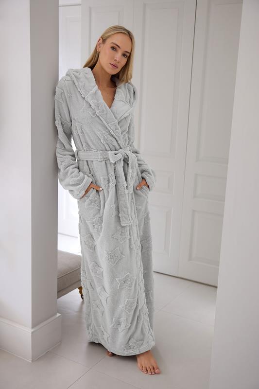 LTS Tall Light Grey Star Embossed Dressing Gown