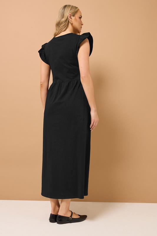 LTS Tall Black Frill Sleeve Cotton Maxi Dress | Long Tall Sally 2
