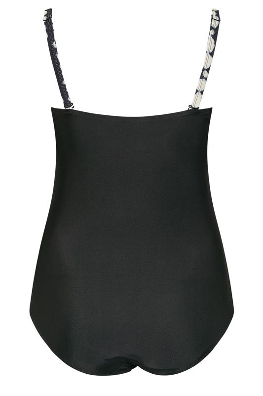 YOURS Plus Size Black Crossover Spot Print Swimsuit | Yours Clothing 10