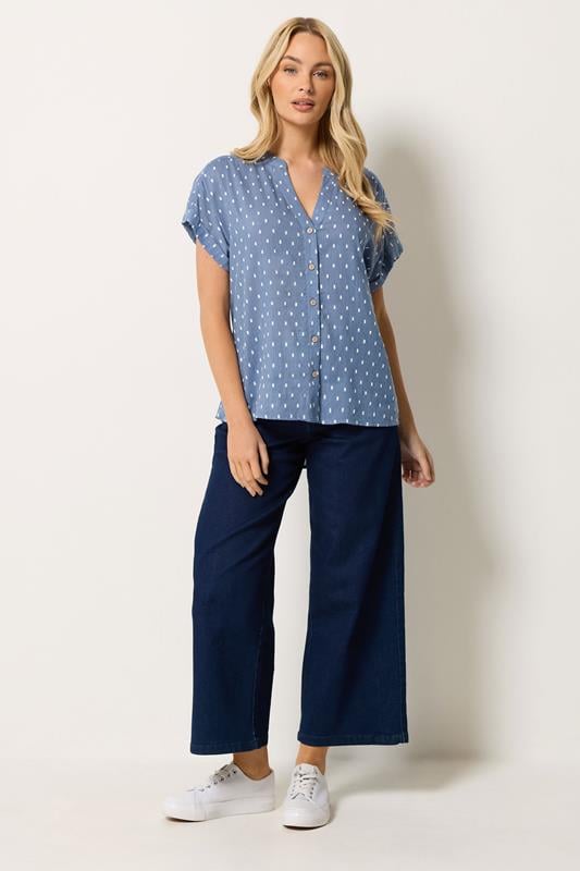 M&Co Women's Denim Blue Dobby Shirt | M&Co 1