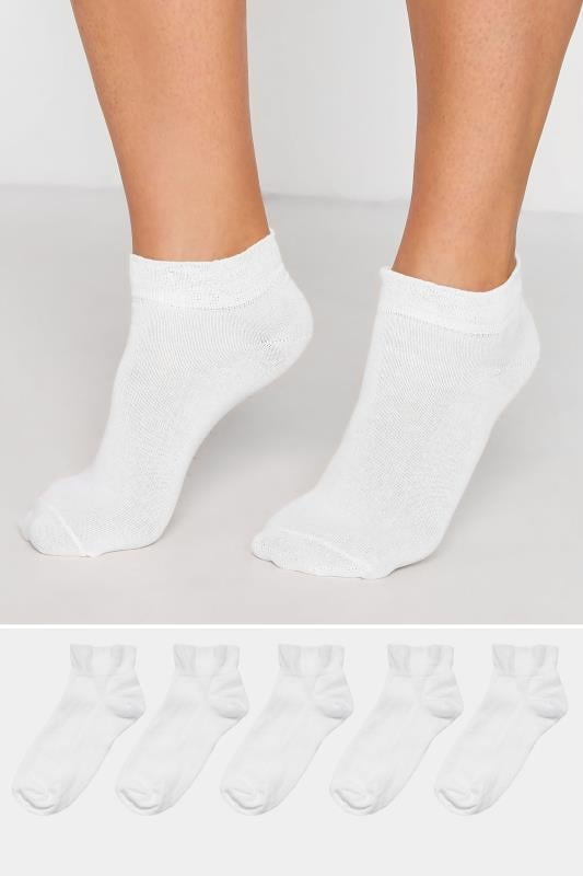 Plus Size  Yours 5 PACK White Trainer Socks