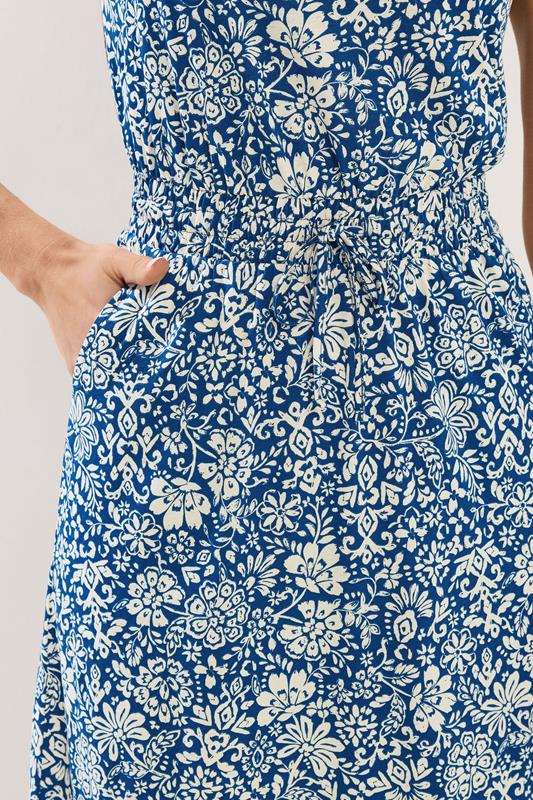 LTS Tall Women's Dark Blue Floral Tie Waist Cotton Maxi Dress | Long Tall Sally 4
