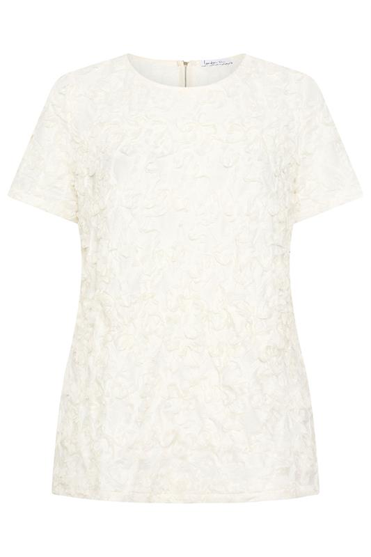 YOURS LONDON Plus Size White Textured Abstract Blouse | Yours Clothing 5