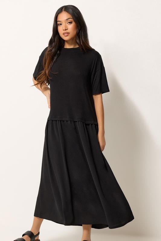 PixieGirl Petite Black Drop Waist Maxi Dress