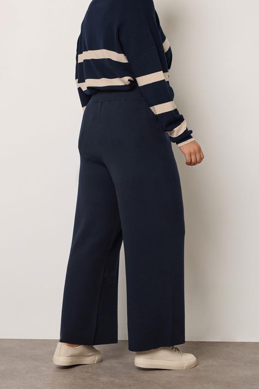 EVANS Plus Size Navy Blue Luxury Knitted Trousers | Evans 4