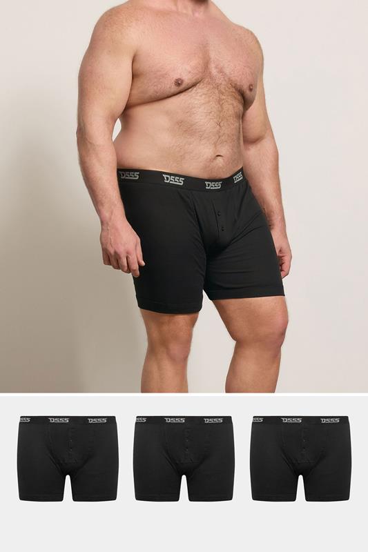 D555 Big & Tall 3 PACK Black Boxer Shorts | BadRhino 1
