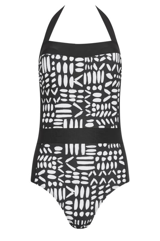 M&Co Black & White Aztec Print Halter Neck Swimsuit | M&Co 7