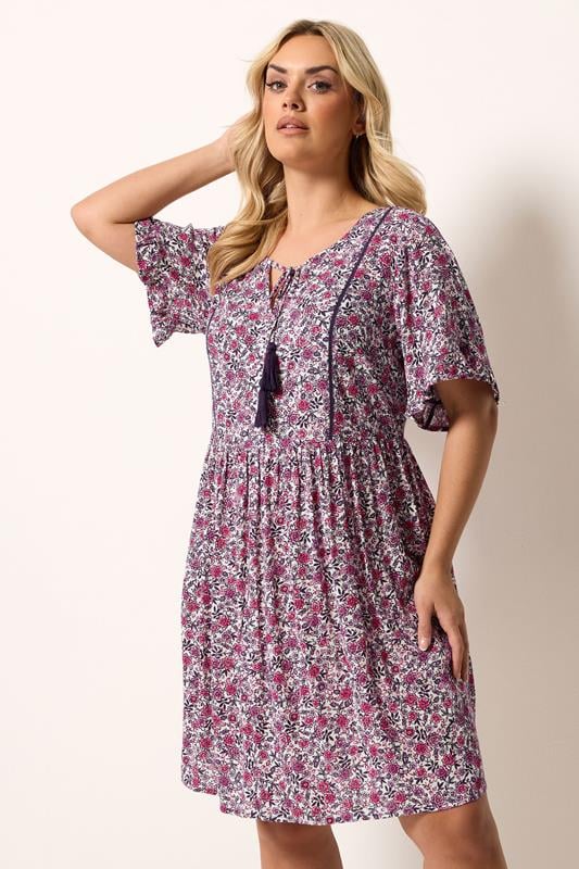 YOURS Curve Pink Floral Print Dress