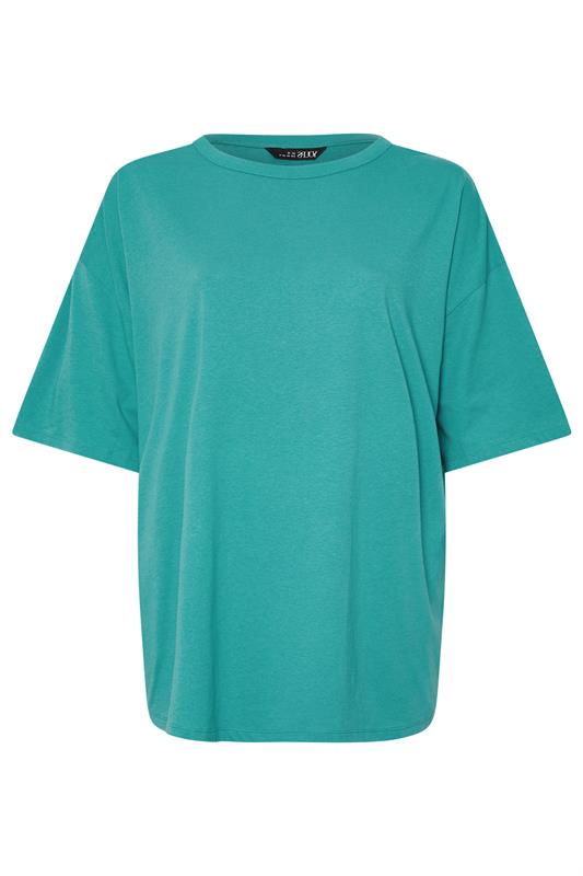 YOURS Plus Size Teal Blue Oversized Boxy T-Shirt | Yours Clothing 5