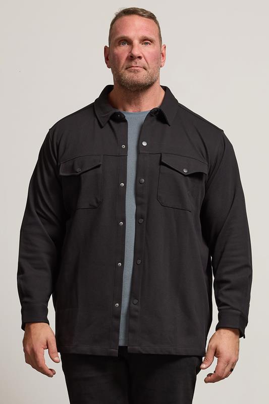 BadRhino Big & Tall Black Textured Jersey Shacket