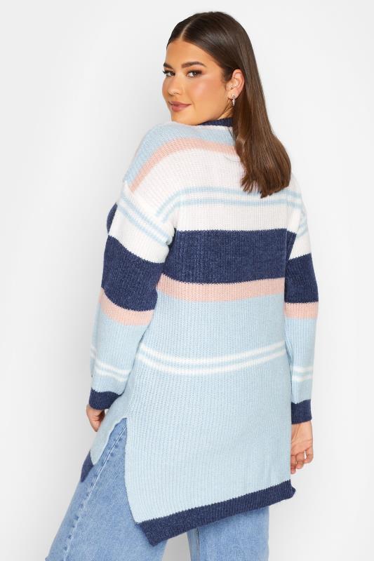 YOURS LUXURY Plus Size Blue Stripe Longline Jumper | Yours Clothing 3