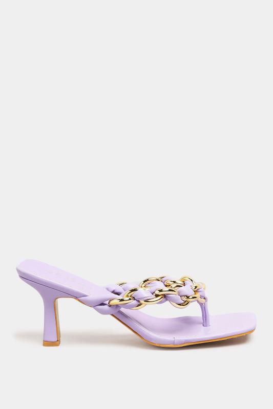 Plus Size Lilac Purple Square Toe Post Chain Mules In Standard Fit | Yours Clothing 3