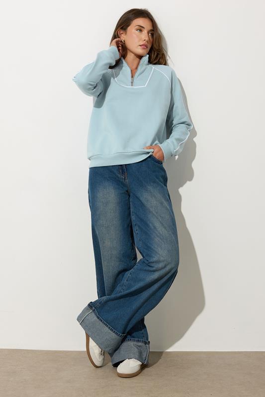 LTS Tall Womens Light Blue Zip Sweatshirt | Long Tall Sally 2