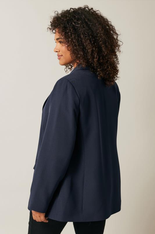 EVANS Plus Size Navy Blue Single Breasted Blazer | Evans 2