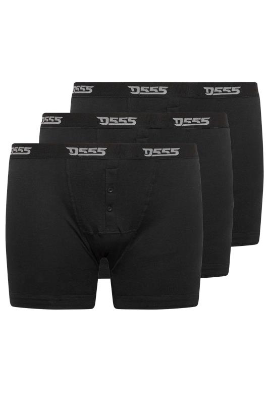 D555 Big & Tall 3 PACK Black Boxer Shorts | BadRhino 1
