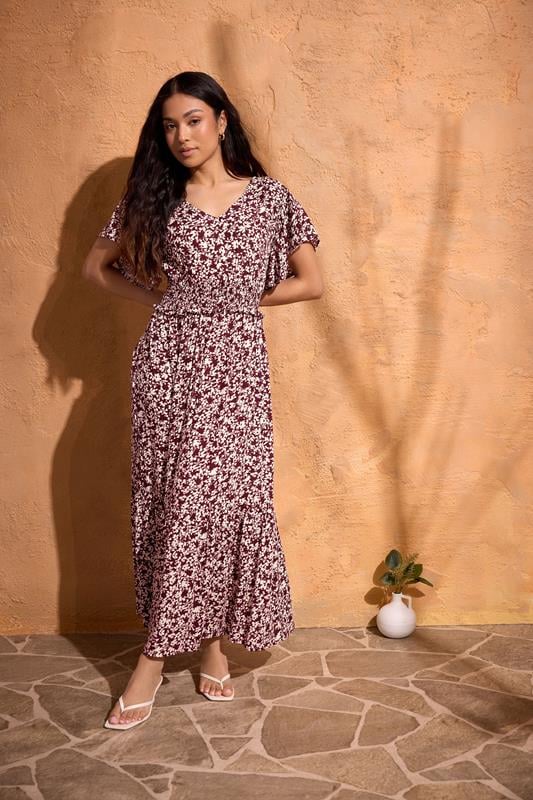  M&Co Petite Berry Purple Floral Maxi Dress